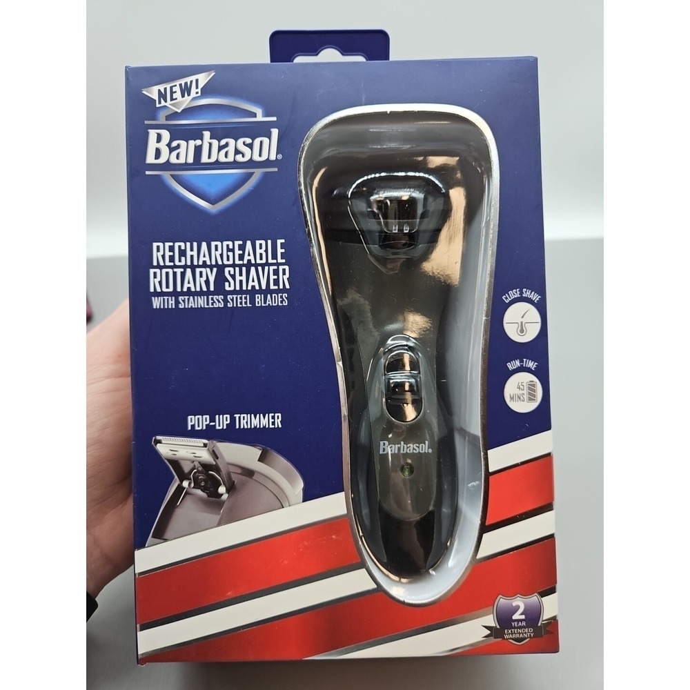 Barbasol Rechargeable Rotary Shaver w/ Stainless Steel‎ Blades New In Box